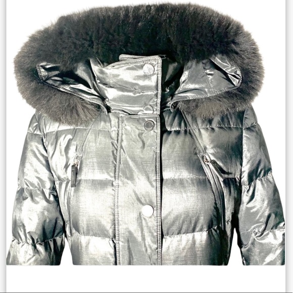 Burberry Blue Fox Goose Down Hood Puffer Coat Jacket - Picture 7 of 11